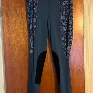 Kerrits Women's Floral Riding Tights - Blue and Black like new without tags